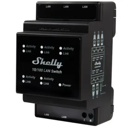 Shelly LAN Switch, cu 5 porturi, 10/100mbps, compatibil SINA DIN 3800235266830