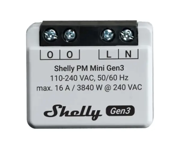 Shelly PLUS PM MINI GEN3, Wi-Fi + Bluetooth smart power meter, 1 channel (16A)