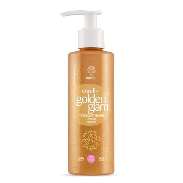 Shimmer hidratant pentru corp Vanilla Golden Glam, 200ml, Mayie