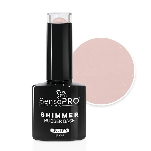 Shimmer Rubber Base SensoPRO Milano - #07 Rare Rose Shimmer Gold, 10ml
