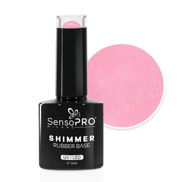 Shimmer Rubber Base SensoPRO Milano - #63 Strawberry Radiance, 10ml