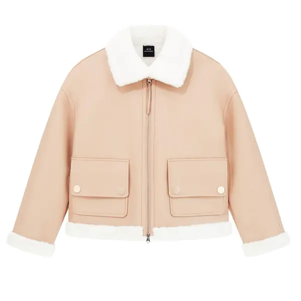 Short faux shearling jacket L