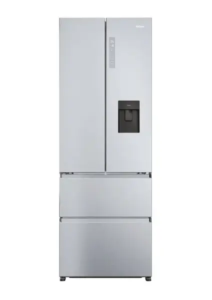 Side by Side Haier HFR5720EWMG, Total No Frost, 477 l, H 201 cm, Clasa E, Dozator apa (Argintiu)