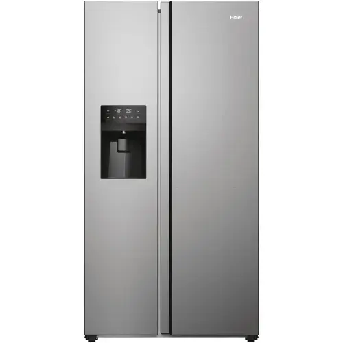 Side by side Haier HSR5918DIMP, 511 L, Total No Frost, Display touch, Dispenser apa si gheata, Clasa D , H 177 cm (Argintiu)