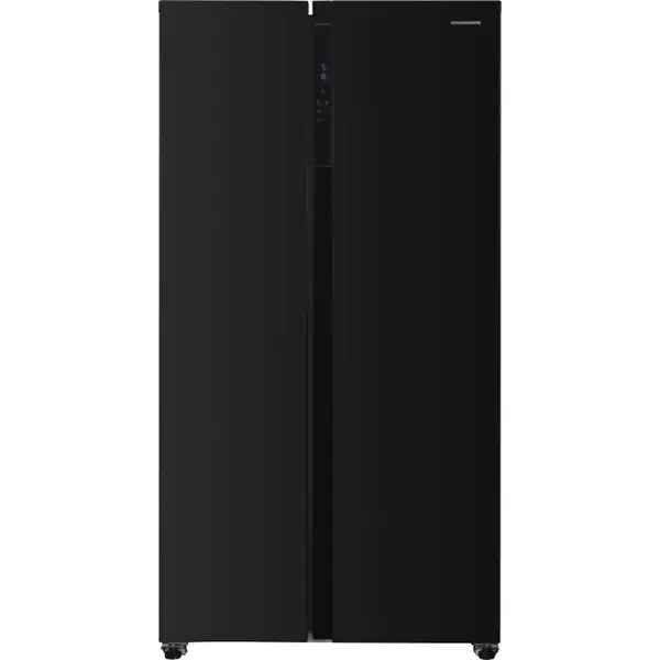 Side by side Heinner HSBS-H442NFBKE++, 442 L, Full No Frost, Compresor inverter, Lumina LED, Super Cooling, 3 rafturi din sticla frigider, Negru