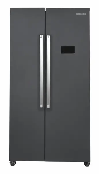 Side-By-Side HEINNER HSBS-HM442NFINVDGE+, 442 L, Clasa E, Lumina LED, Functie Vacanta, ECO, Super Congelare, H 177 cm (Gri antracit)