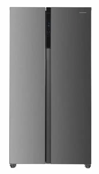 Side-By-Side HEINNER HSBS-HM442NFINVXD, 442 l, Clasa D, Display LED, Fucntie SMART, Super racire, Super congelare, H 177 cm (Inox)