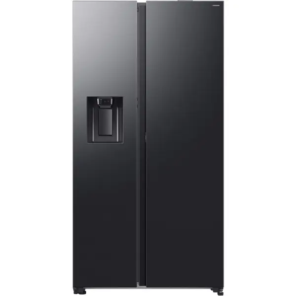Side by Side Samsung Bespoke AI RS80F66KBFEO, 634 l, Twin Cooling, Deschidere automata a usilor, AI Energy, Wifi, Full No Frost, Twin & Metal Cooling, Dozator de apa/gheata, Compresor Digital Inverter, Clasa B