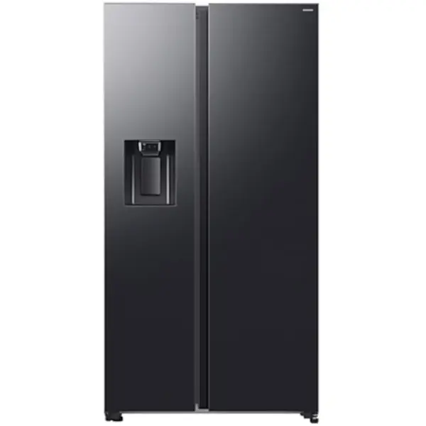 Side by Side Samsung RS70F64KDFEO, Mono Cooling, 640l, Dozator de apa/gheata cu racordare, Clasa D, Inox, SmartThings AI Energy, Full No Frost, Mono & Metal Cooling, Negru