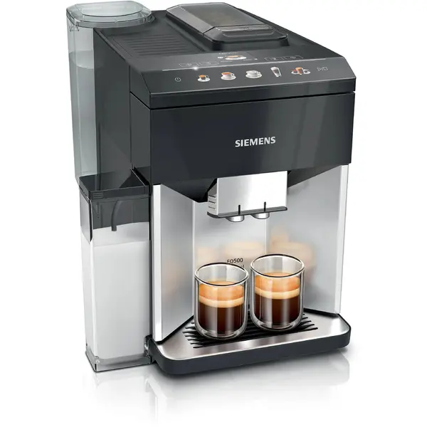 SIEMENS Espressor automat Siemens TQ513R01, 1500W, 15 bari , Rasnita ceramica, Touch control, 10 programe, AutoMilk Clean, Container lapte, Rezervor apa 1.9 l, Negru