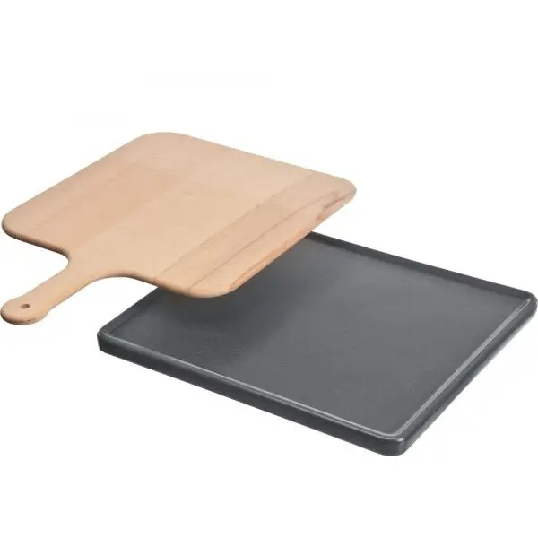 SIEMENS Piatra ceramica cu Impingator de fag netratat SIEMENS HZ327000 - 00463892, L37.5cm, l33cm, H2.50cm, G5.1kg, Greutate maxima paleta 10kg, Maximum 350°C, Ideala pentru paine si pizza, Rez la piroliza, Anthracite