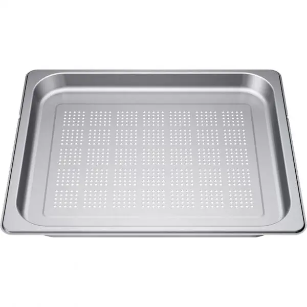 SIEMENS Tava extra mare perforata SIEMENS HZ36D663G - 17007066, L45.4cm, l37.5cm, H3.5cm, G0.798kg, AISI 304 GN2/3, Inox