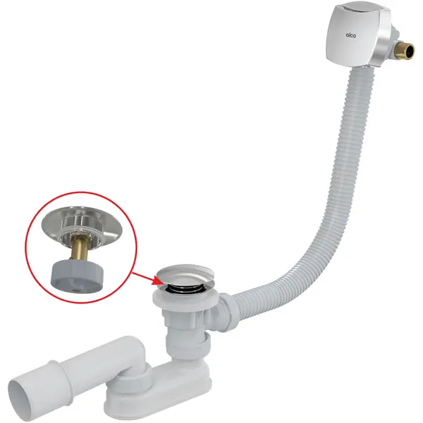 Sifon cada baie cu ventil Click-Clack si alimentare prin preaplin Alcadrain A509CKM