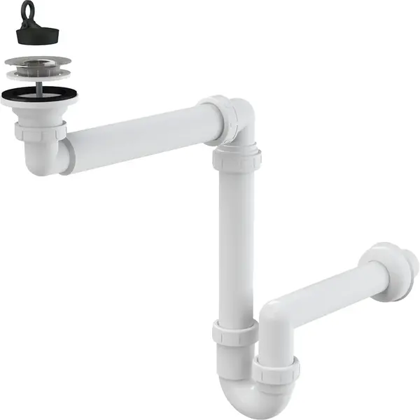 Sifon lavoar O40 mm cu sita otel si dop Alcadrain A413