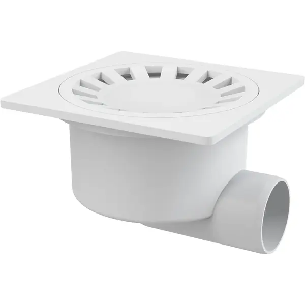 Sifon pardoseala cu gratar plastic alb, iesire laterala Alcadrain APV15