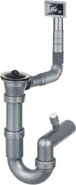 Sifon pentru chiuveta din inox cu 1 cuva, montare pe masca, Deante