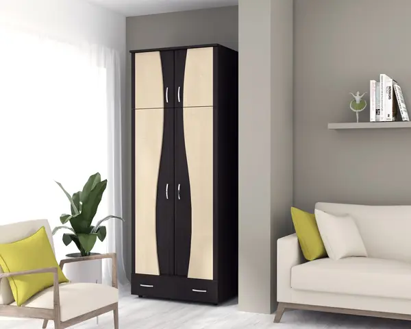 Sifonier 2 usi S, 90 cm - Wenge/Mesteacan