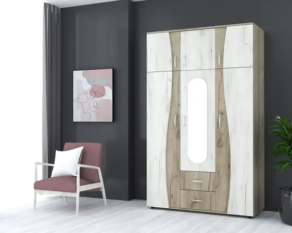 Sifonier 3 usi S, 120 cm - Stejar K02/Stejar K01