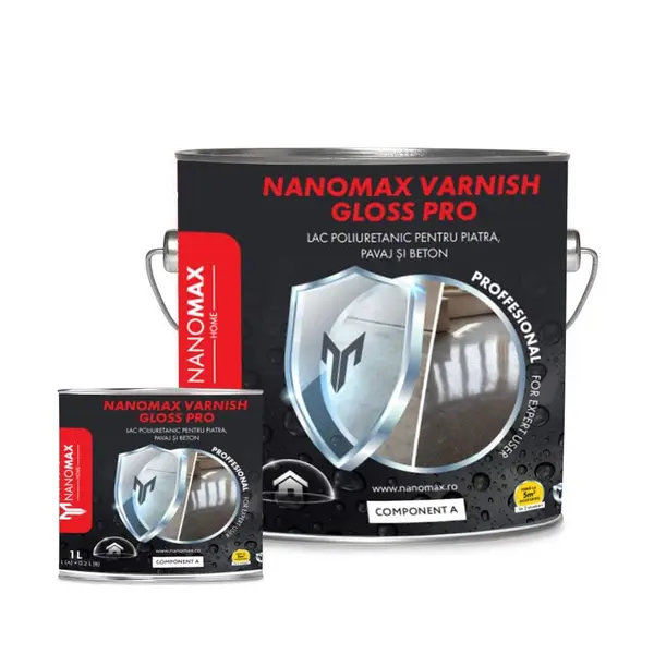 Sigilant Poliuretanic Beton, efect Lucios/Satinat, Protectie pentru piatra, pavaj, NanoMax - 5L