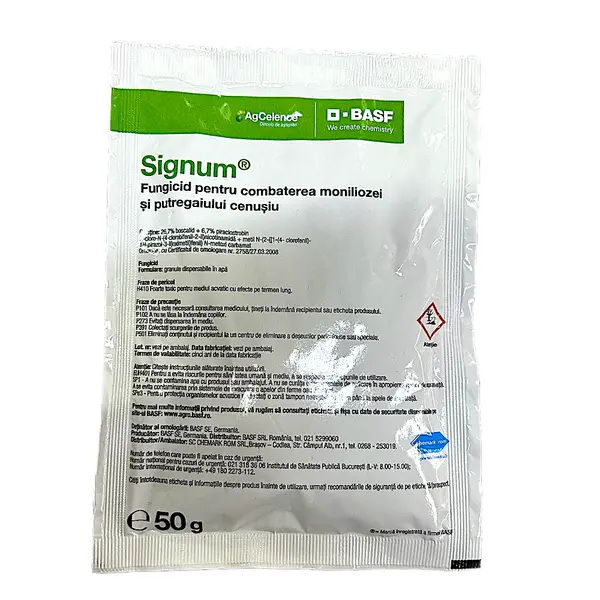 Signum 50 gr, fungicid sistemic, BASF, putregai brun si mumificarea fructelor (cais, piersic, cires, visin, prun), putregai cenusiu si fainare (tomate), alternarioza (morcov, varza), putregai cenusiu (varza, ardei, vinete, praz, capsun) - Default Title