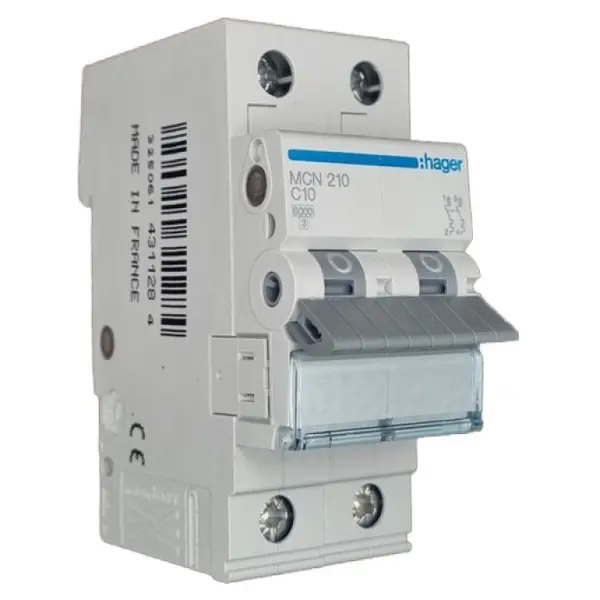 Siguranta automata 2P, 10A, 6kA, curba C Hager MCN210