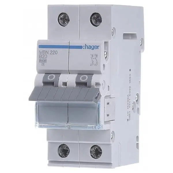 Siguranta automata 2P 20A 6kA curba B Hager MBN220