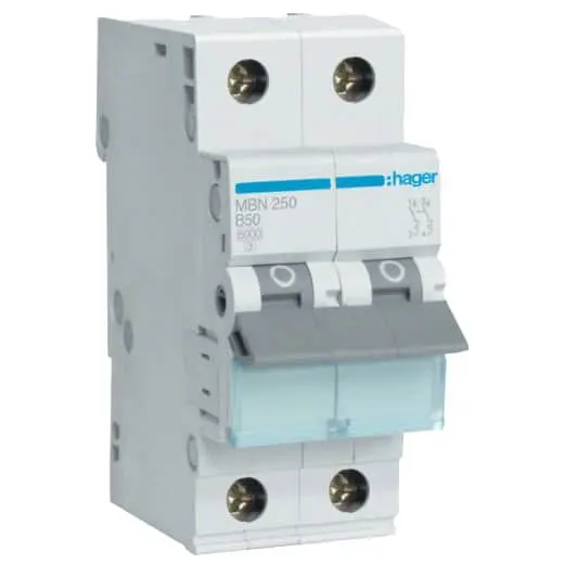 Siguranta automata 2P 50A curba B, 6kA Hager MBN250