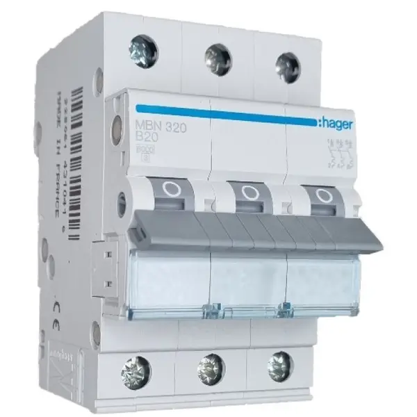 Siguranta automata 3P, 20A, 6kA, curba B Hager MBN320