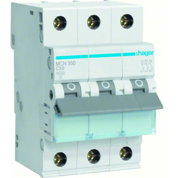 Siguranta automata 3P, 50A, curba C, 6kA Hager MCN350