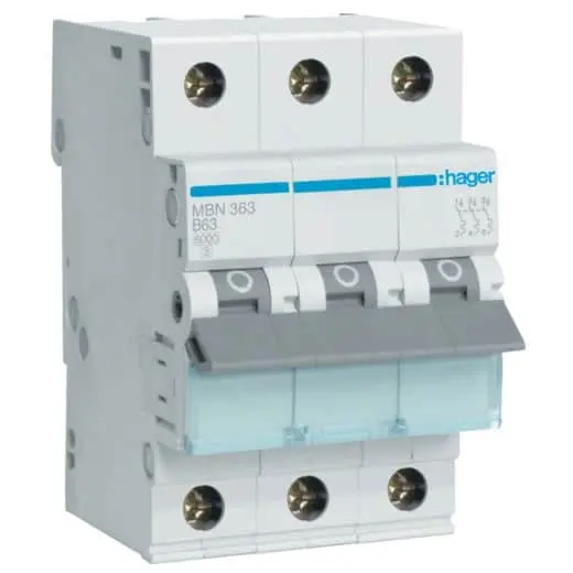 Siguranta automata 3P 63A 6kA curba B Hager MBN363