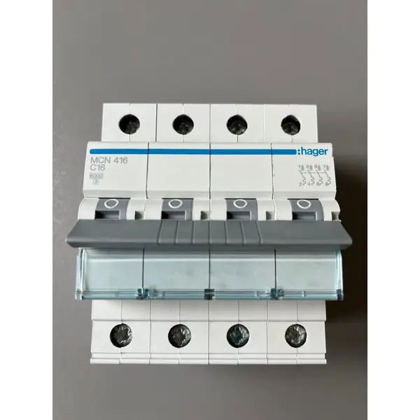 Siguranta automata 4P, 16A, 6kA, curba C Hager MCN416