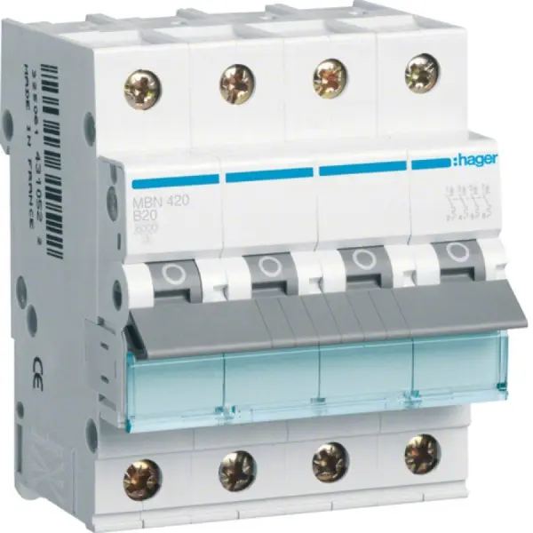 Siguranta automata 4P 20A 6kA curba B Hager MBN420