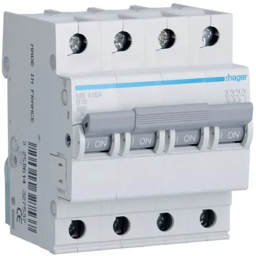 Siguranta automata 4P 6A 6kA curba B Hager MB406A