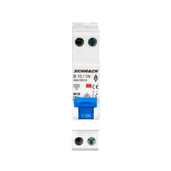 Siguranta automata AMPARO, 4.5kA, B10A, 1P+N, 1modul, SCHRACK AM418510