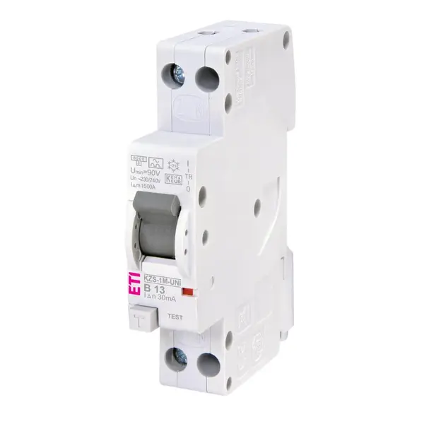 Siguranta automata cu protectie diferentiala RCBO KZS-1M-UNI 1p+N A B13 0.03 ETI 002176023