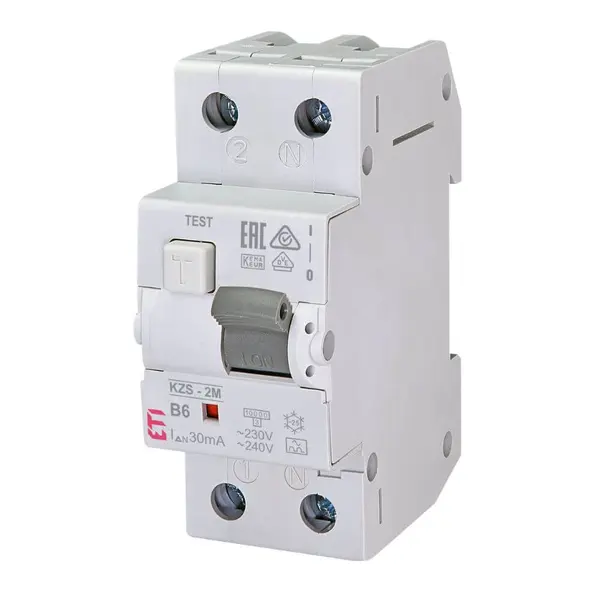 Siguranta automata cu protectie diferentiala RCBO KZS-2M A B6 0.03 ETI 002173201