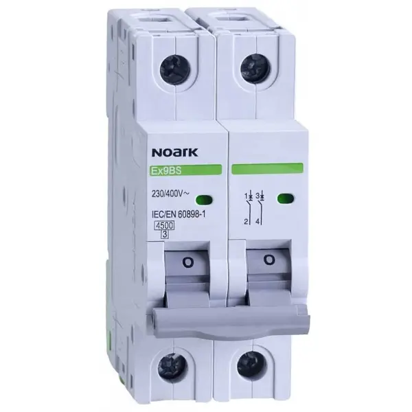 Siguranta automata Ex9BS 2P, 20A, curba B, 4.5kA Noark 102065