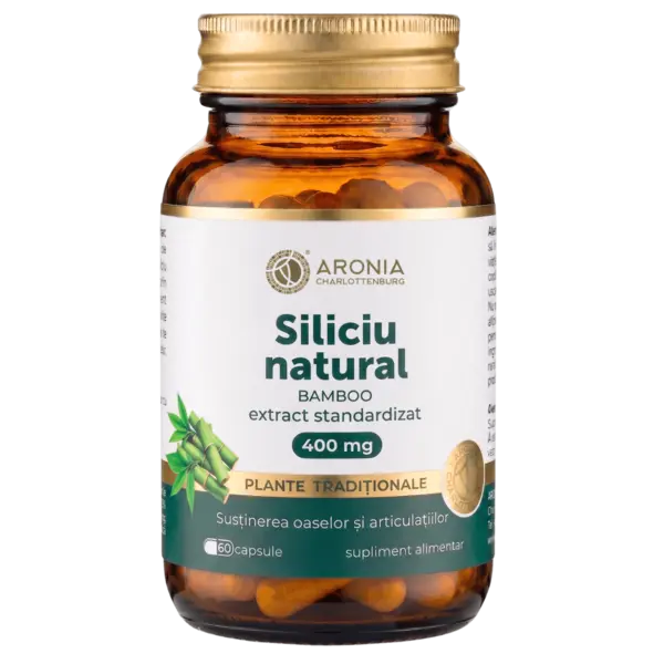 Siliciu Natural 400 mg — 60 capsule cu extract standardizat din tulpini tinere de bambus, pentru oase, articulații și libertatea de mișcare | Plante Tradiționale