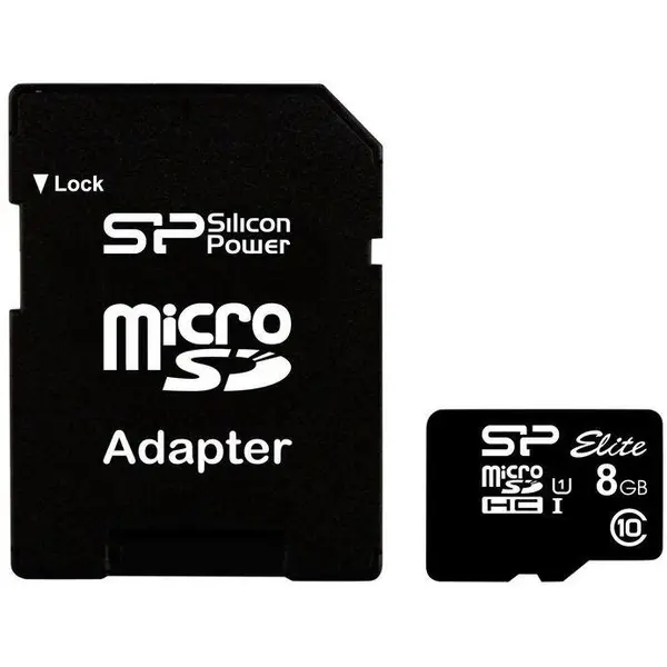 Silicon power Card de memorie Silicon Power Elite, 8 GB, microSDHC, UHS-I, Clasa 10 + Adaptor SD