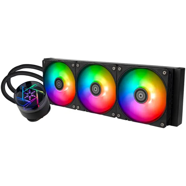 Silverstone Technology Cooler procesor SilverStone NovaPeak 360 ARGB, 360 mm, 3 ventilatoare 120 mm, 500-2200 RPM, compatibil Intel/AMD, 12.1 dB