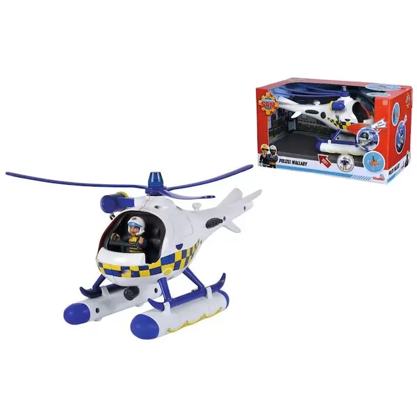 SIMBA Elicopter de jucarie SIMBA Police Helicopter Fireman Sam, lumini si sunete, figurina inclusa