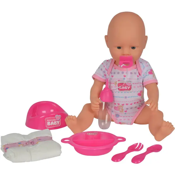SIMBA Papusa bebelus Simba de 38 cm, cu accesorii si care face pipi