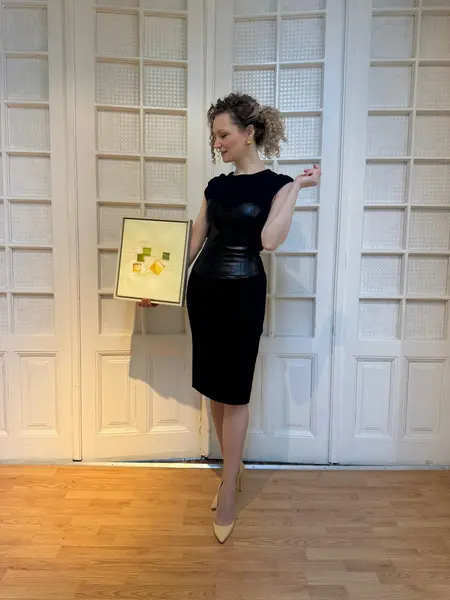 Simona Corsellini Rochie neagră cu inserție de piele ecologică - L INTL