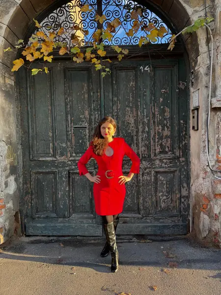 Simona Corsellini Rochie roșie marcată de o curea roșie - M INTL