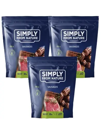 SIMPLY FROM NATURE Carnaciori recompense pentru caini, cu vita 3 x 200 g