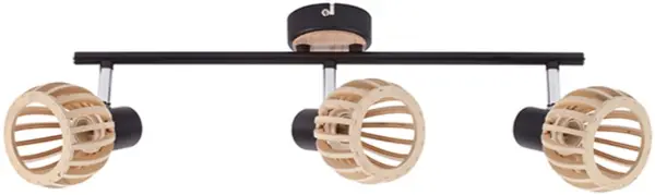 Șină spoturi Omnia - Woody, IP 20, E 14, 3 x 40 W, negru-maro