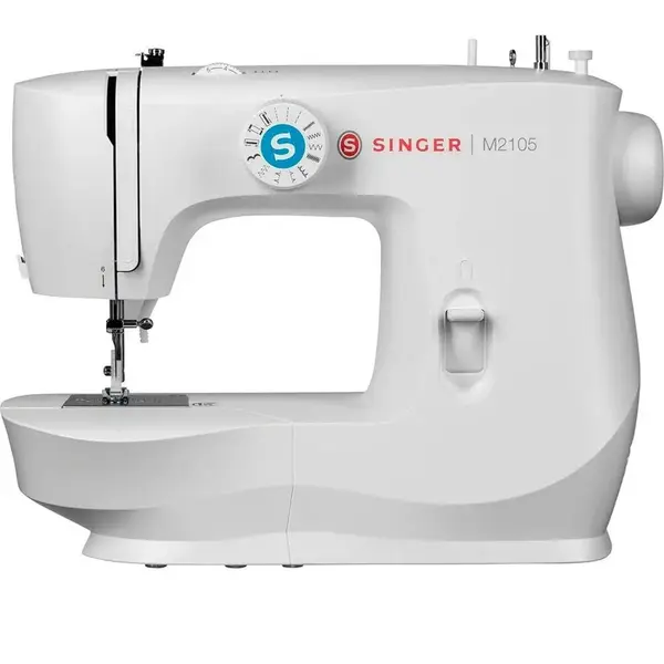 SINGER Masina de cusut electromecanica, SINGER M2105, 8 cusaturi, lungimea si latimea cusaturii presetate, usoara si portabila, alb