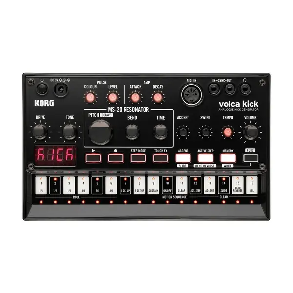 Sintetizator analogic de tobe Korg - Volca Kick, MS-20 filtru, negru