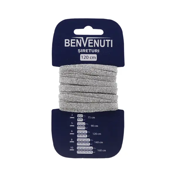 Șiret plat necerat Benvenuti argintiu 97si120pnblag