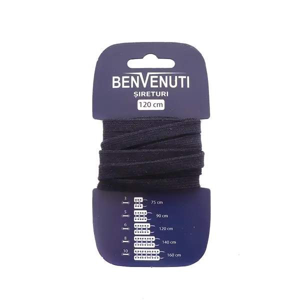 Șiret plat necerat Benvenuti bleumarin din bumbac 97si120pnbbl
